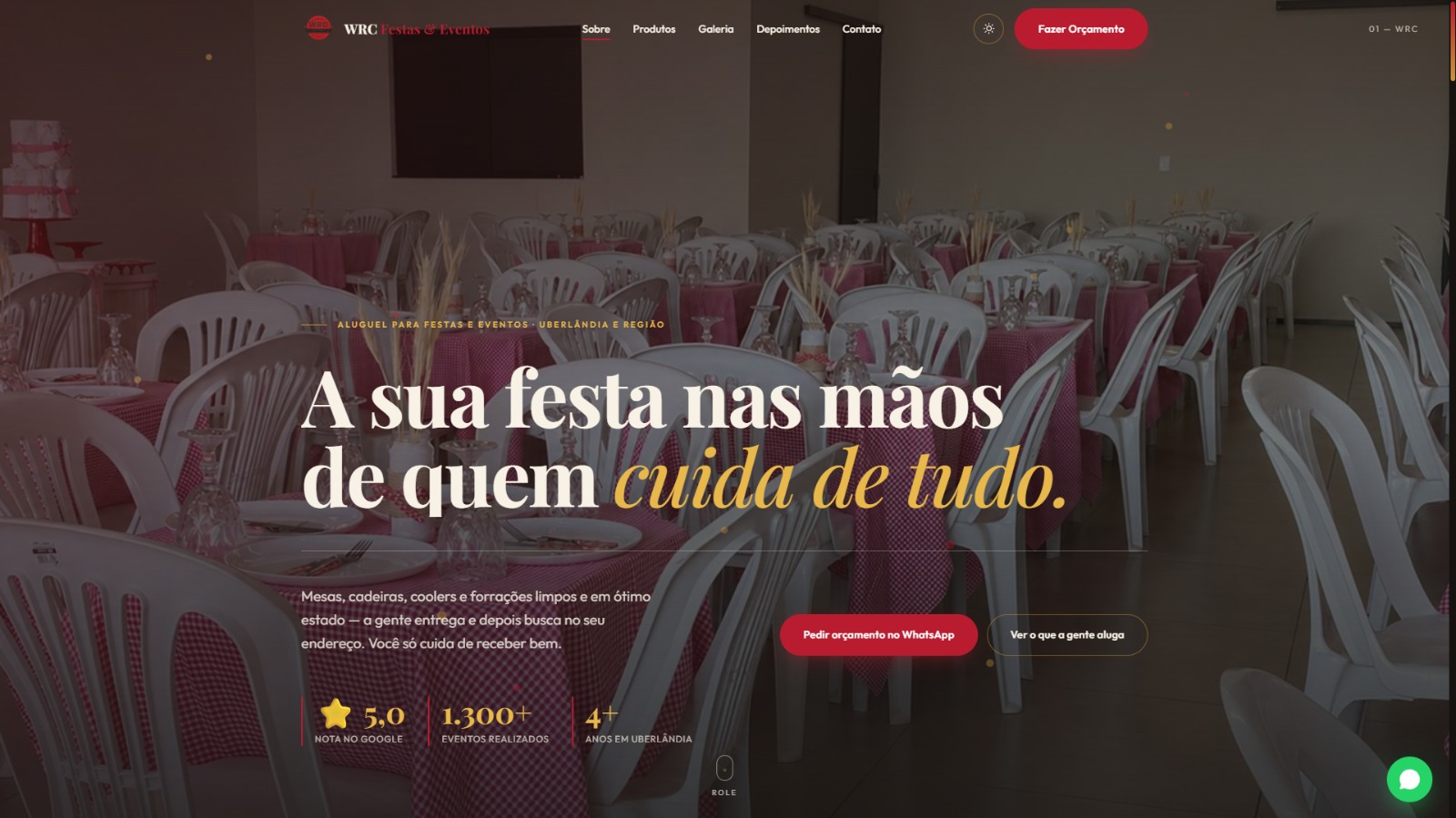 Site do WRC Festas & Eventos